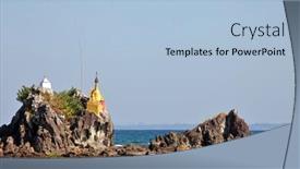  Presentation with beach rocks - Slide set featuring buddhist-pagodas-on-top background and a light blue colored foreground