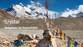  Presentation with buddhist prayer flags - Colorful presentation theme enhanced with buddhist prayer flags and mount backdrop and a coral colored foreground