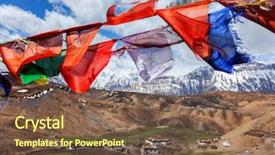  Presentation with buddhist prayer flags - Presentation theme with buddhist prayer flags in sky background and a tawny brown colored foreground
