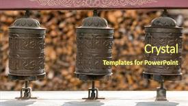  Presentation with prayer - Cool new PPT theme with buddhist prayer mani wall backdrop and a tawny brown colored foreground