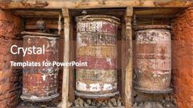  Presentation with rock wall - Colorful PPT theme enhanced with buddhist prayer mani wall backdrop and a tawny brown colored foreground