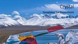  Presentation with china flag - Slides enhanced with buddhist script flag landscape in tibet china background and a teal colored foreground