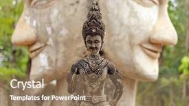  Presentation with buddha - Theme with buddhist-statue-standing-over-double background and a coral colored foreground