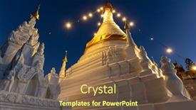  Presentation with stupa - PPT layouts featuring buddhist-stupa-illuminated-at-dusk background and a tawny brown colored foreground