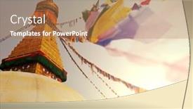  Presentation with stupa - Beautiful presentation theme featuring buddhist-stupa-kathmandu-nepal backdrop and a coral colored foreground