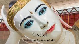  Presentation with hindu buddha - Slide deck consisting of buddhist symbols - chauk htat gyi reclining buddha background and a coral colored foreground