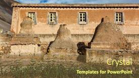  Presentation with himalaya - PPT layouts enhanced with buddhist-tabo-monastery-building background and a tawny brown colored foreground