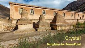  Presentation with himalaya - Amazing slide deck having buddhist-tabo-monastery-building backdrop and a tawny brown colored foreground