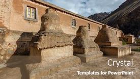  Presentation with himalaya - Slides enhanced with buddhist-tabo-monastery-building background and a coral colored foreground