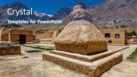  Presentation with village india - Amazing slide deck having buddhist-tabo-monastery-building backdrop and a ocean colored foreground