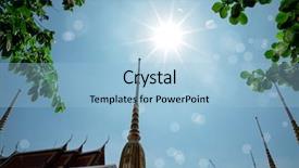  Presentation with architectural - Slides enhanced with buddhist temple in bangkok thailand background and a light blue colored foreground