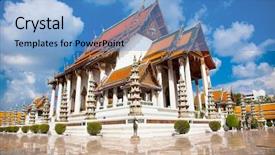  Presentation with bangkok - Slides with buddhist temple in bangkok thailand background and a  colored foreground