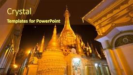  Presentation with temple - Presentation design featuring buddhist-temple-in-myanmar-burma background and a tawny brown colored foreground