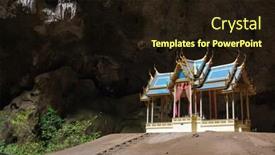  Presentation with caves - Cool new presentation design with buddhist-temple-in-natural-caves backdrop and a wine colored foreground
