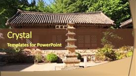  Presentation with north korea - Presentation theme featuring buddhist temple north korea background and a tawny brown colored foreground