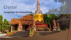  Presentation with bali temple - Cool new PPT theme with buddhist-temple-of-banjar backdrop and a light blue colored foreground