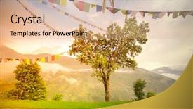  Presentation with buddhist mountain - Colorful slide deck enhanced with buddhist tibetan prayer flags backdrop and a lemonade colored foreground