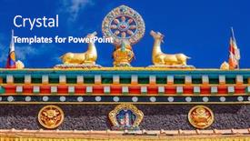  Presentation with himachal pradesh - PPT theme featuring buddhist-wheel-of-the-law background and a ocean colored foreground