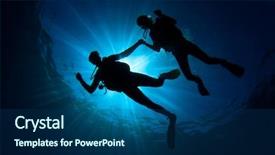  Presentation with scuba diving - Audience pleasing slide set consisting of buddies - scuba dive couple scuba divers backdrop and a ocean colored foreground