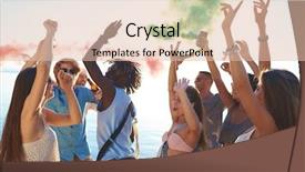  Presentation with group of students raising hands - Audience pleasing presentation consisting of buddies with firecrackers raising hands backdrop and a lemonade colored foreground