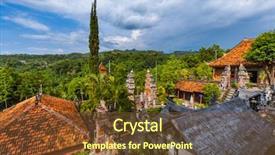  Presentation with bali temple - Amazing theme having buddist religion - buddhist temple of banjar backdrop and a tawny brown colored foreground