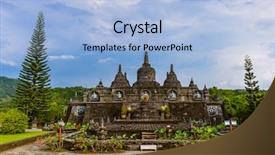  Presentation with indonesia - Colorful presentation theme enhanced with buddist religion - buddhist temple of banjar backdrop and a light blue colored foreground