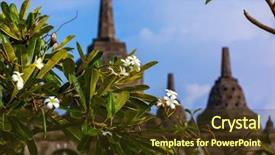  Presentation with bali temple - Slide deck featuring buddist religion - buddhist temple of banjar background and a tawny brown colored foreground
