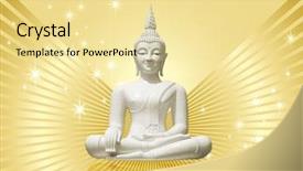  Presentation with buddha - Beautiful PPT theme featuring buddist religion - white buddha incl clipping path backdrop and a blonde colored foreground