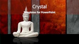  Presentation with buddha - Audience pleasing PPT theme consisting of buddist religion - white buddha isolated against dark backdrop and a tawny brown colored foreground