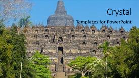  Presentation with borobudur temple - Beautiful PPT layouts featuring buddist temple borobudur complex backdrop and a light blue colored foreground