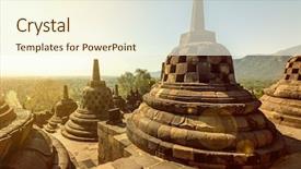  Presentation with borobudur temple - Presentation theme with buddist temple borobudur complex background and a cream colored foreground