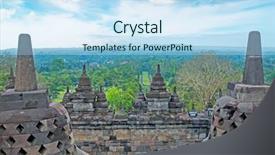  Presentation with borobudur temple - Presentation design having buddist temple borobudur taken background and a light blue colored foreground