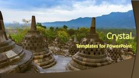  Presentation with borobudur temple - Amazing theme having buddist temple in island java backdrop and a tawny brown colored foreground