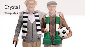  Presentation with football drils - Slide set consisting of buddy walk - mature football fans looking background and a  colored foreground