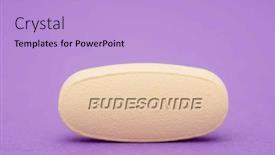  Presentation with pharmaceutical - Slides having budesonide-pharmaceutical-medicine-pills-tablet background and a light blue colored foreground