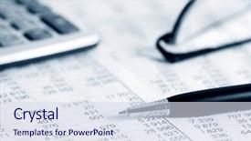  Presentation with accounting budget - Colorful PPT theme enhanced with budget - accounting backdrop and a sky blue colored foreground