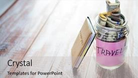  Presentation with rv travel - Slide set with budget - objects for travel isolated background and a light gray colored foreground