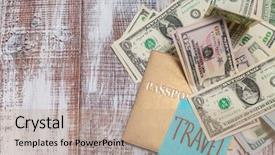  Presentation with clothing wooden clothes hanger object - Audience pleasing slide deck consisting of budget - objects for travel isolated backdrop and a coral colored foreground