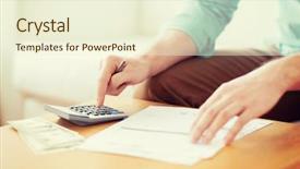  Presentation with money notes - Theme enhanced with budget - savings finances economy and home background and a cream colored foreground