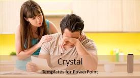  Presentation with personal - Theme featuring budget - young family struggling with personal background and a coral colored foreground