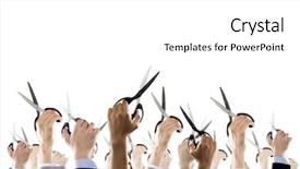  Presentation with budget - Slide deck having budget cuts - close up of many human background and a white colored foreground