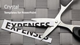  Presentation with cut - Slide set having budget cuts - expenses cut background and a gray colored foreground
