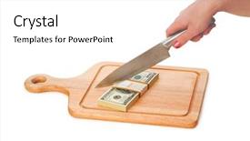  Presentation with emoney money traffic concept closeup - Slides featuring budget cuts - money concept - cutting dollars background and a white colored foreground