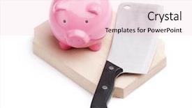 Presentation with budget - Audience pleasing presentation consisting of budget cuts - piggy bank and kitchen knife backdrop and a lemonade colored foreground
