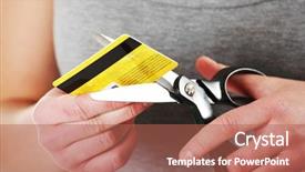  Presentation with credit card - Amazing presentation theme having budget cuts - woman has to destroy her backdrop and a coral colored foreground