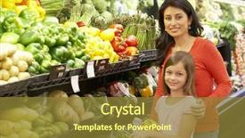  Presentation with family shopping - Presentation theme having budget family household - mother and daughter shopping background and a tawny brown colored foreground