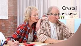  Presentation with taxes - Amazing presentation design having budget family household - senior couple calculating taxes backdrop and a lemonade colored foreground