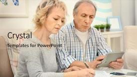  Presentation with senior couple - Beautiful slide deck featuring budget family household - senior couple calculating taxes backdrop and a lemonade colored foreground
