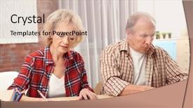  Presentation with senior couple - Audience pleasing slide deck consisting of budget family household - senior couple calculating taxes backdrop and a soft green colored foreground