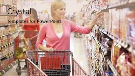  Presentation with supermarket - Presentation with budget family household - women shopping in supermarket background and a coral colored foreground